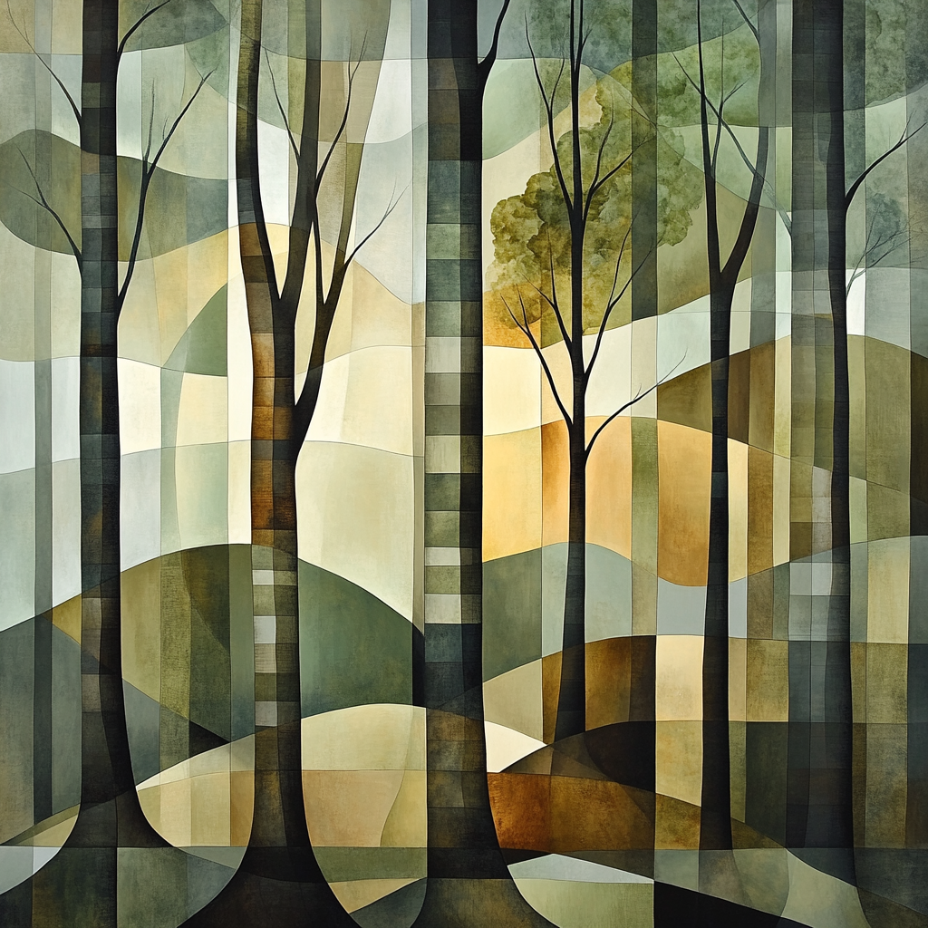 Pablo Picasso Inspired Angular Forestscape In Early Cubist Tones DIY paint by numbers