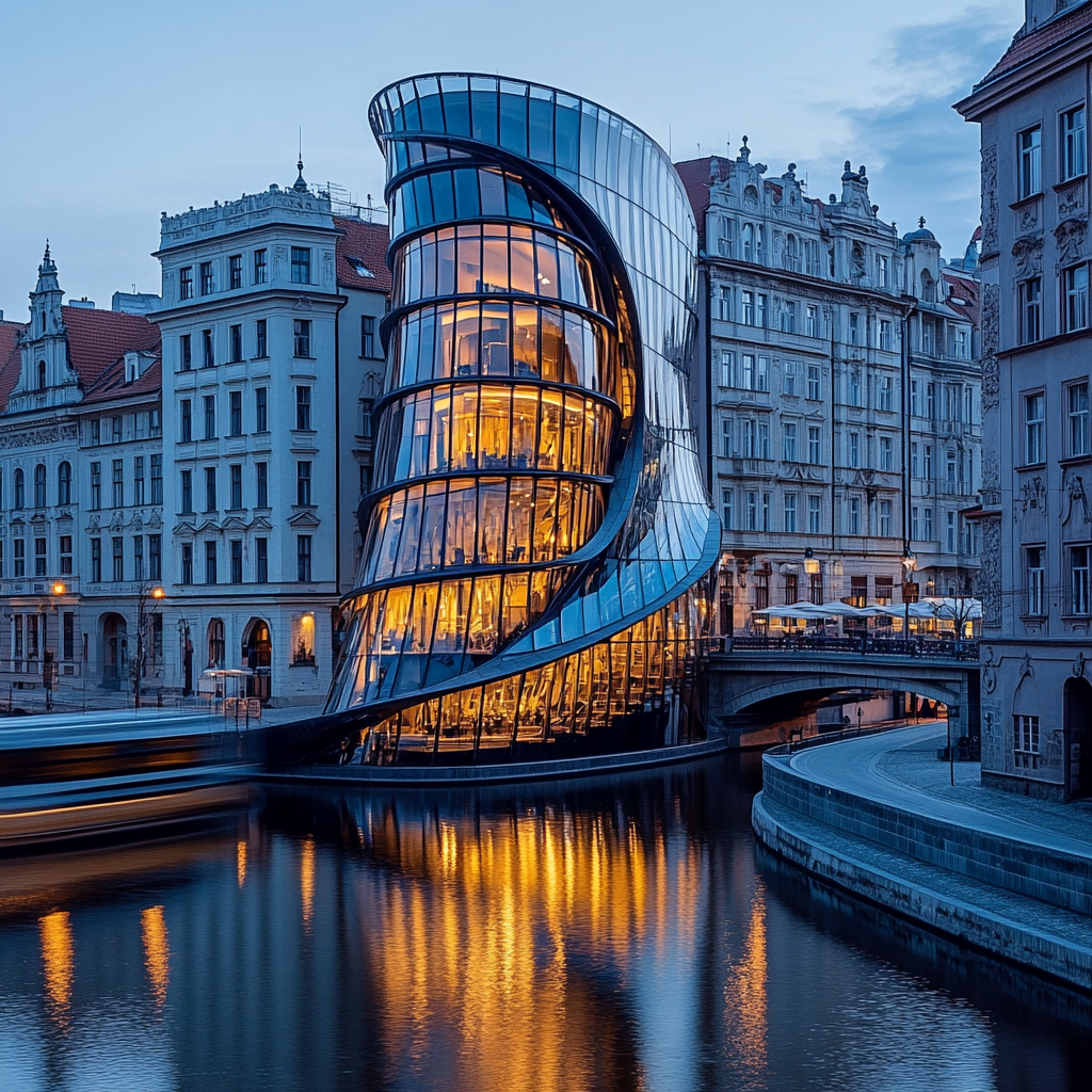 Dancing House Along Vltava Prague Czech Republic painting number kit