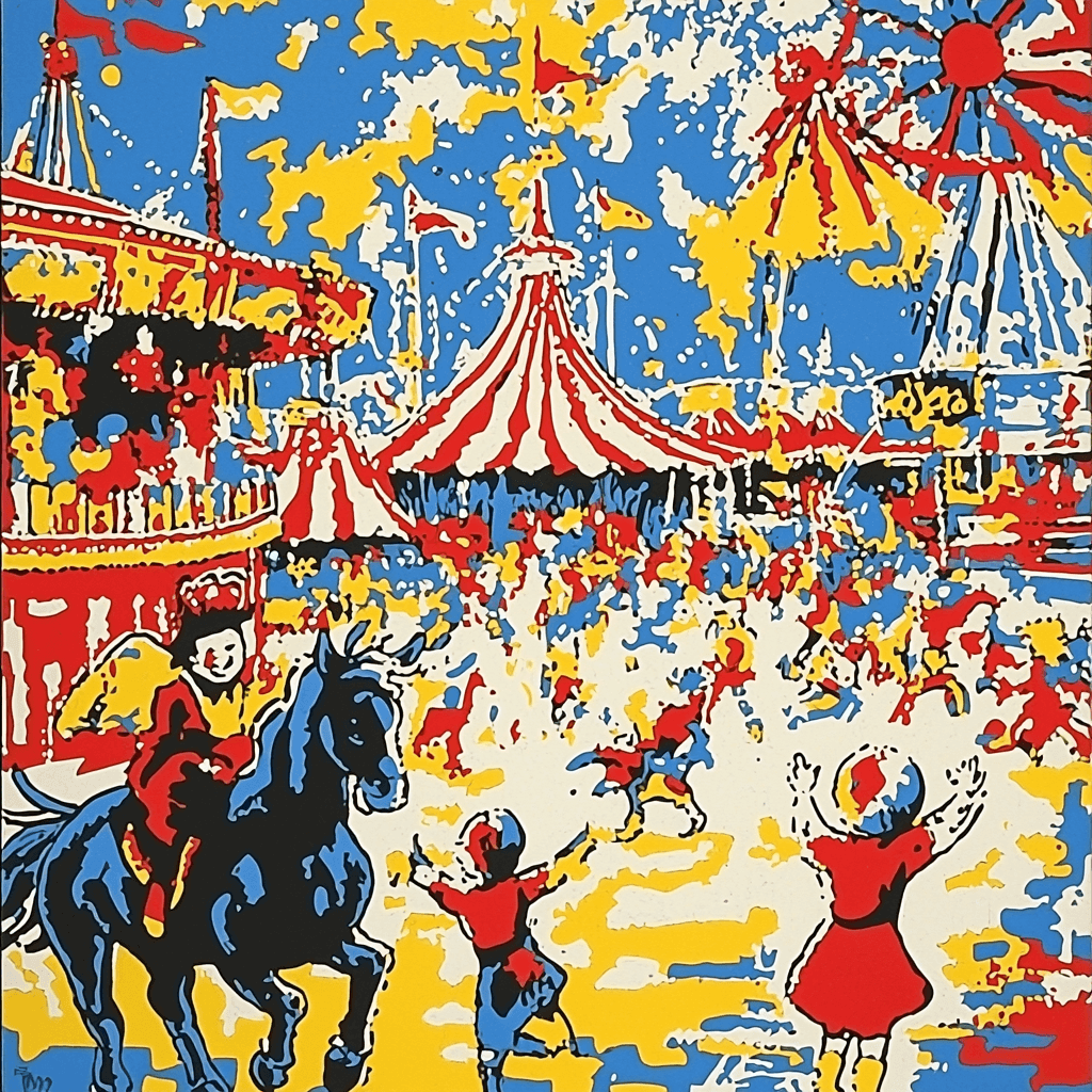 Keith Haring Inspired Whimsical Circus Delight Painting Number Kit