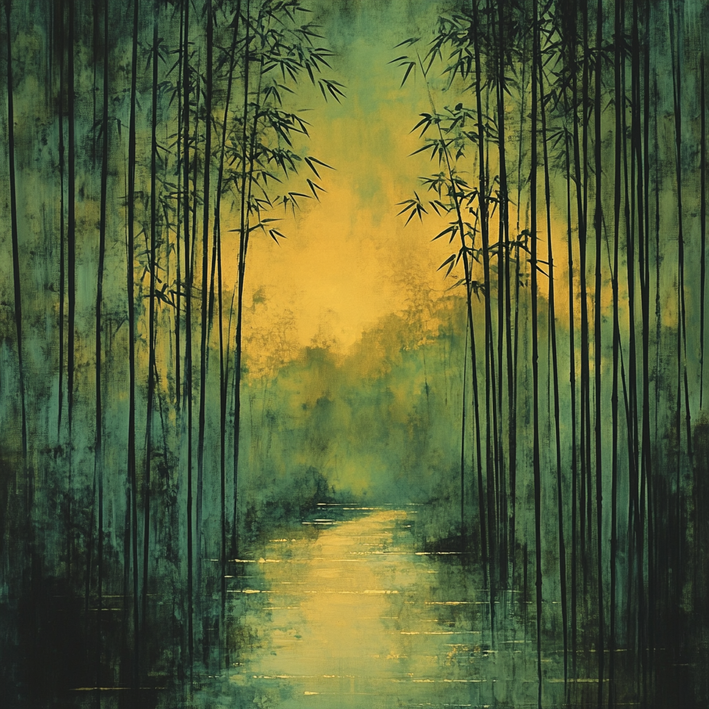 Zhao Mengfu Inspired Bamboo Melody At Dusk Number painting