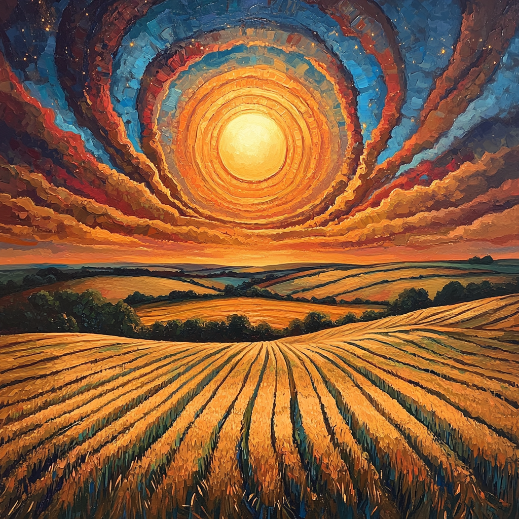 Edvard Munch Inspired Cosmic Sundown Over Fields painting number kit