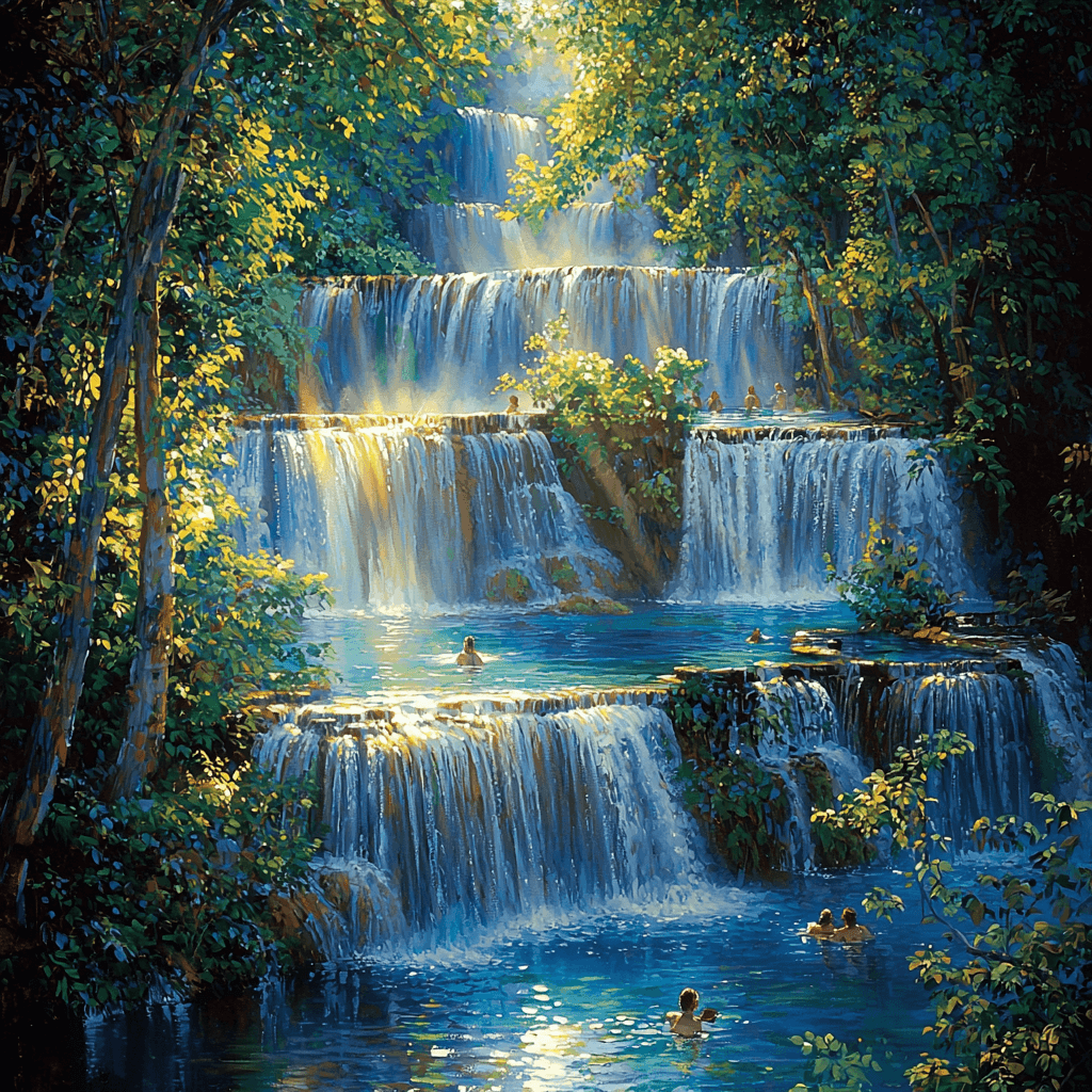 Erawan Waterfalls Paint By Color