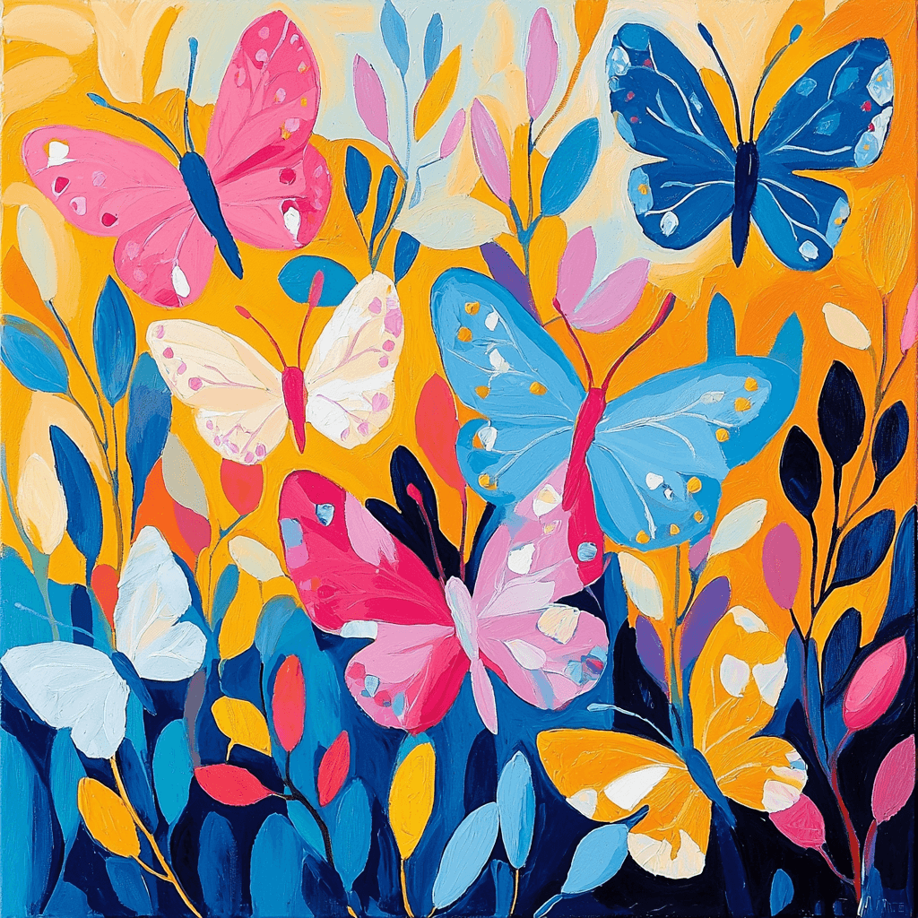Henri Matisse Inspired Luminous Butterflies Numbered Painting Kits