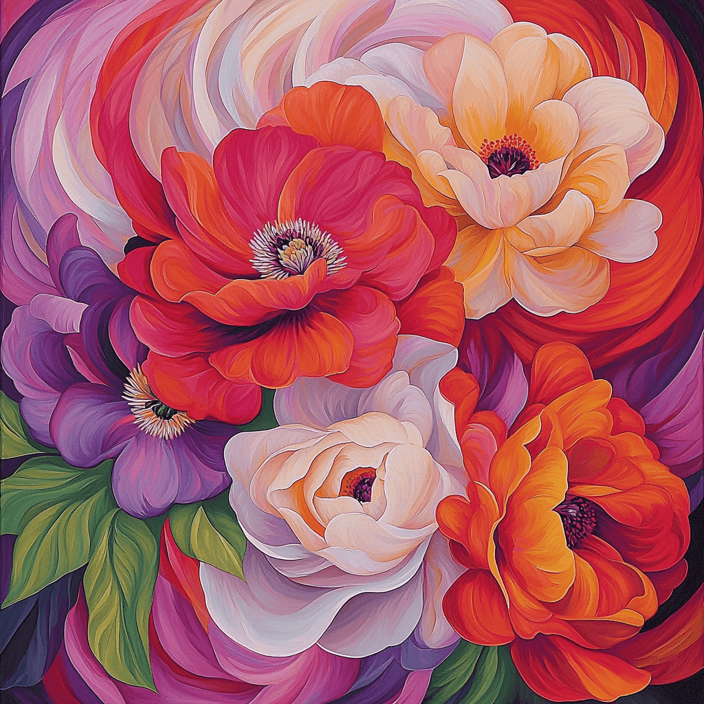 Georgia O’Keeffe Inspired Modern Floral Whirl DIY Paint By Numbers