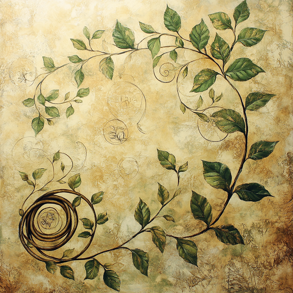 Leonardo Da Vinci Inspired Botanical Spiral Growth painting number kit