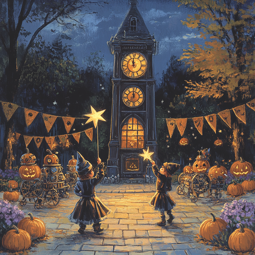 Clocktower Trick Or Treat Parade paint by number
