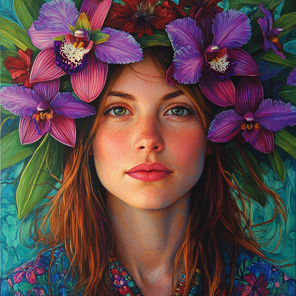 Frida Kahlo Inspired Portrait With Orchids Painting by numbers kit