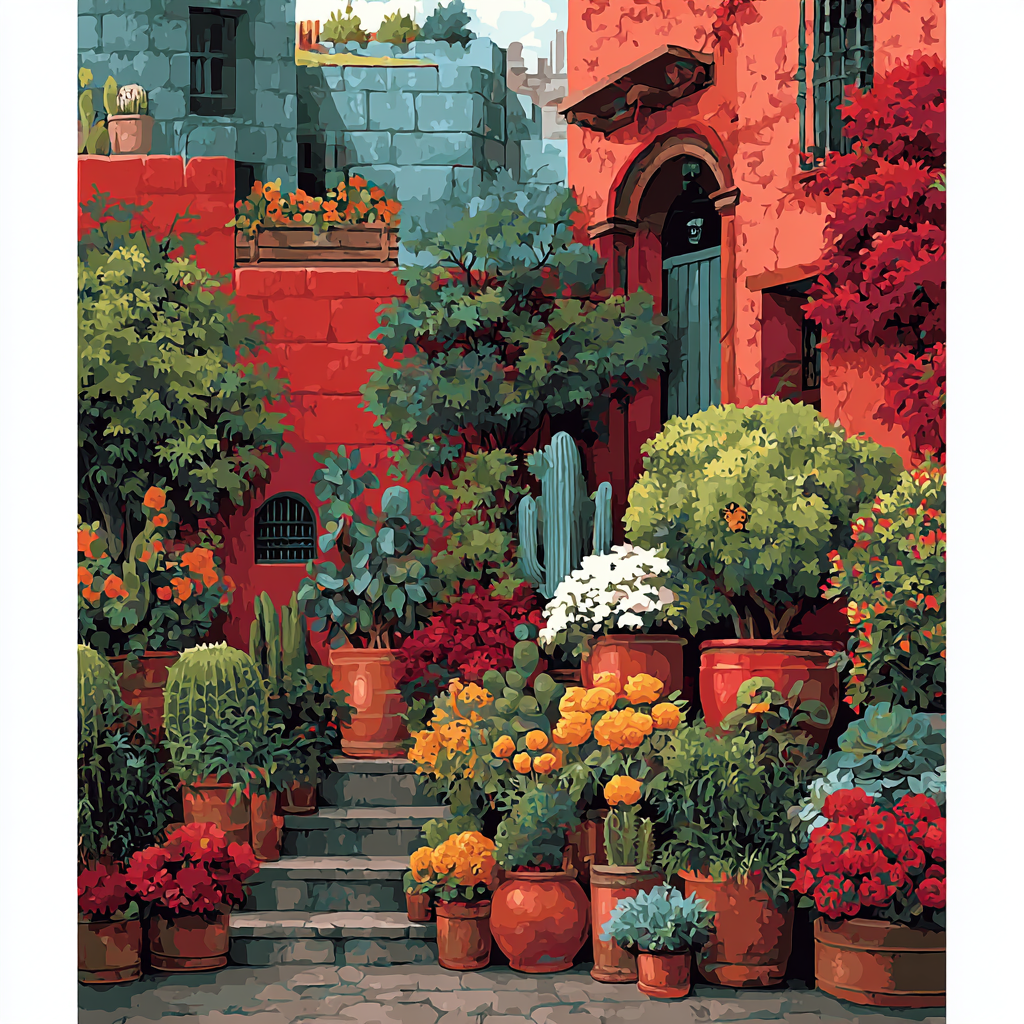 Kahlo Inspired Garden Of Reflection paint by number
