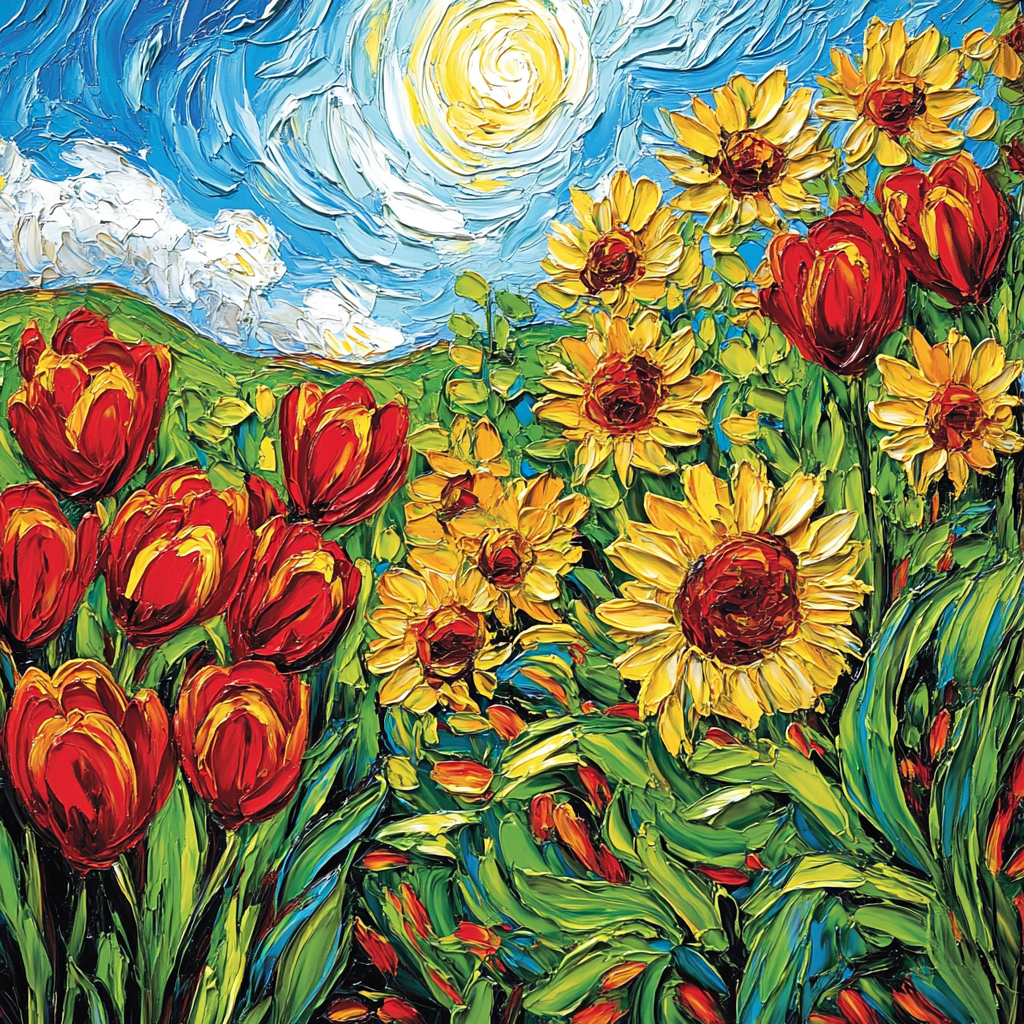 Van Gogh Inspired Vibrant Garden paint by numbers