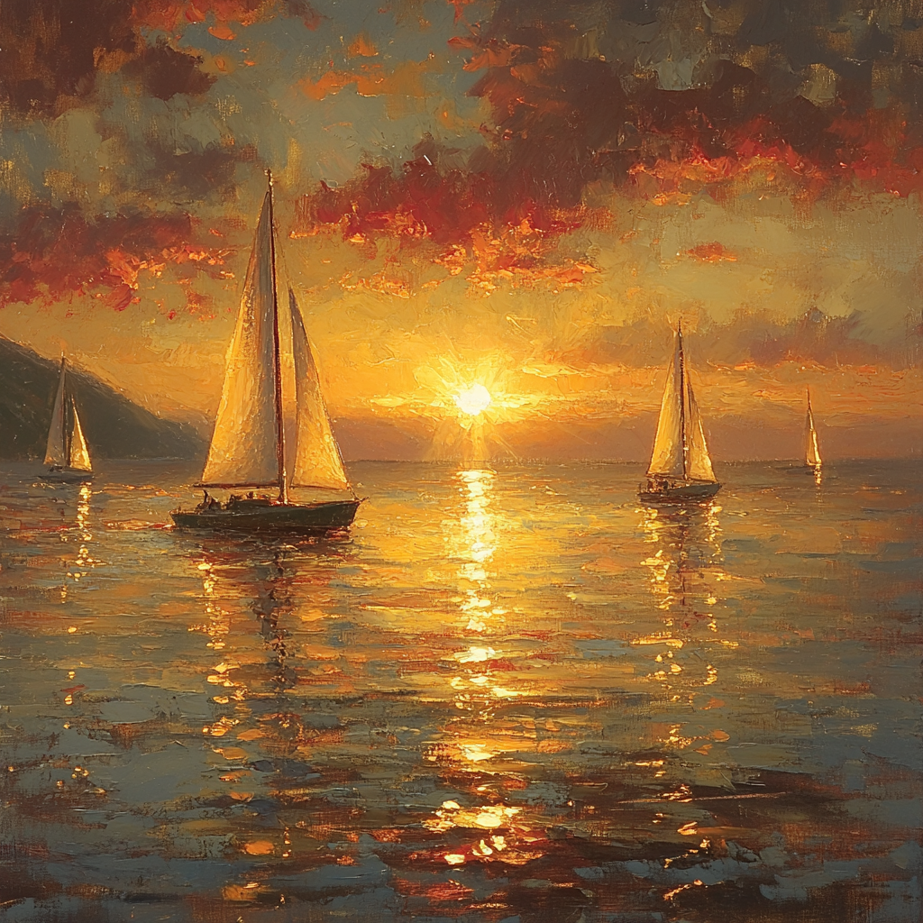 William Turner Inspired Golden Sunset Over Sea Paint by numbers kits