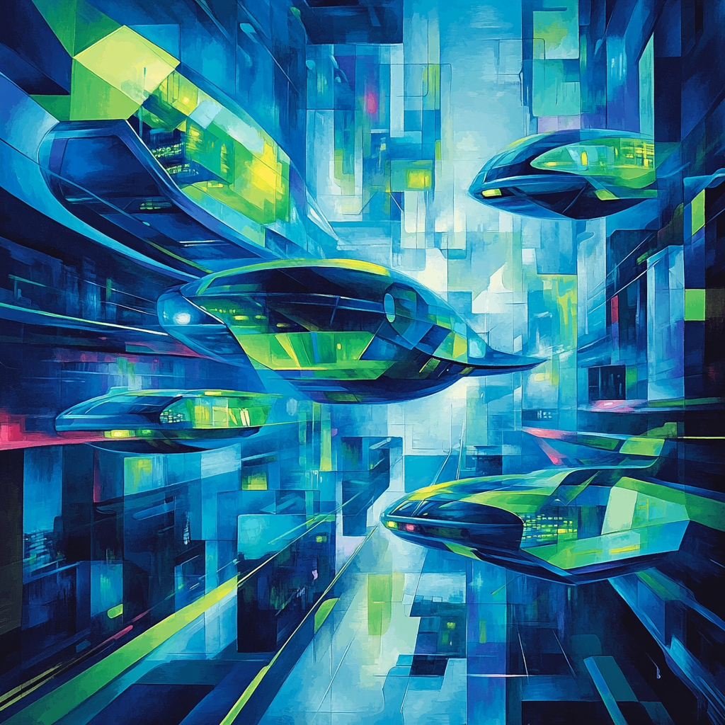 Picasso Inspired Futuristic Travel Number painting