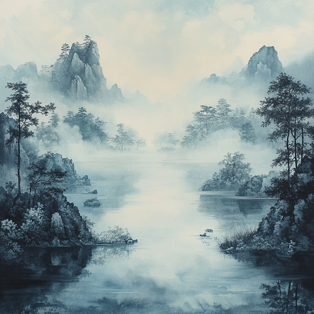 Zhao Mengfu Inspired Harmony In The Mist Number Painting
