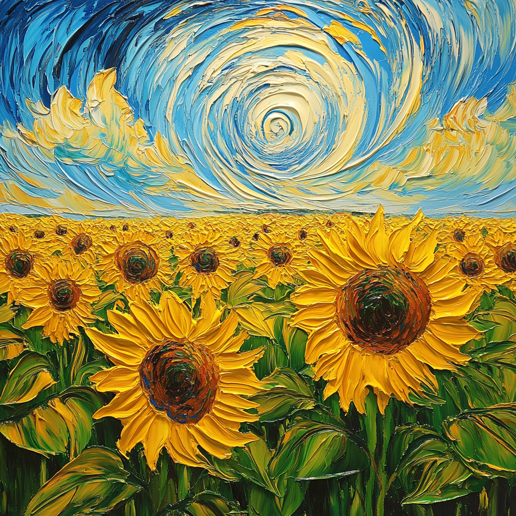 Van Gogh Inspired Sunflower Field painting number kit