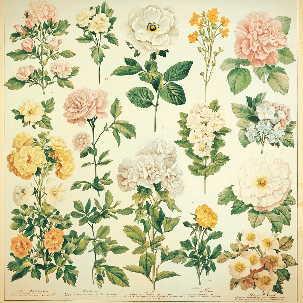 Pierre-Joseph Redouté Inspired Vintage Botanical Illustrations Numbered Painting Kits