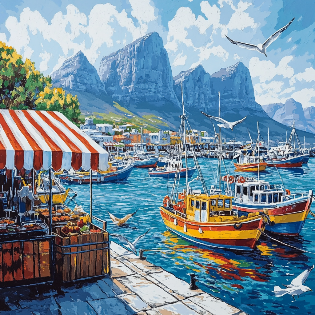 Old Harbor Waterfront Cape Town South Africa Number painting