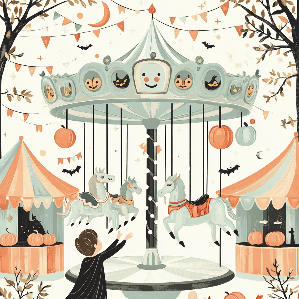 Ghostly Carousel At Midnight Carnival Painting by numbers kit