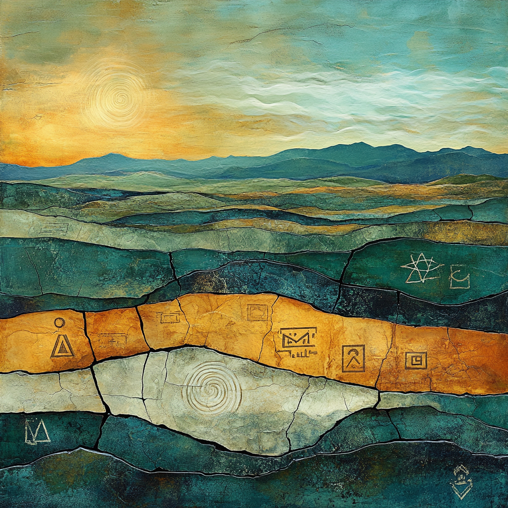 Max Ernst Inspired Tectonic Dreamscape paint by color