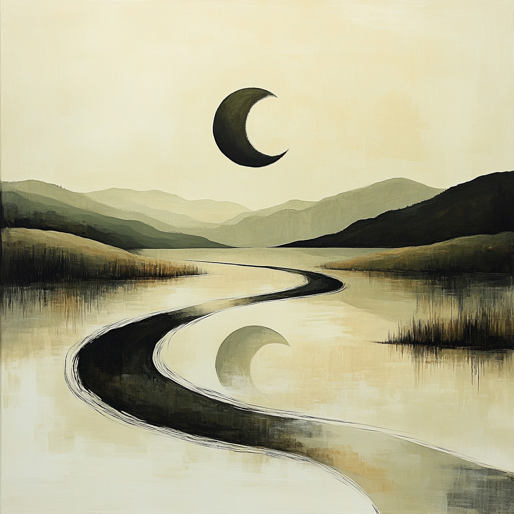 Zhao Mengfu Inspired Calligraphic River Moon Paint by numbers kits
