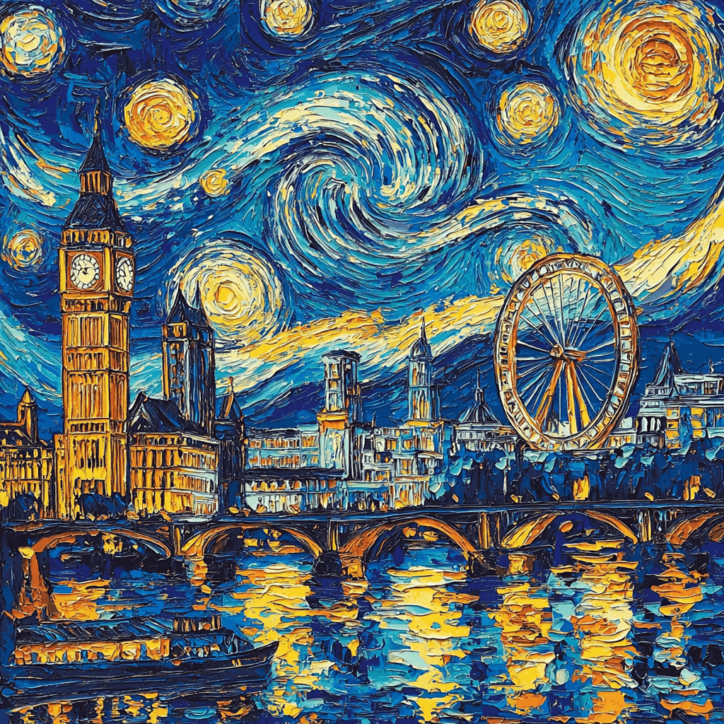 Vincent Van Gogh Inspired Starry Night Over London Paint By Numbers