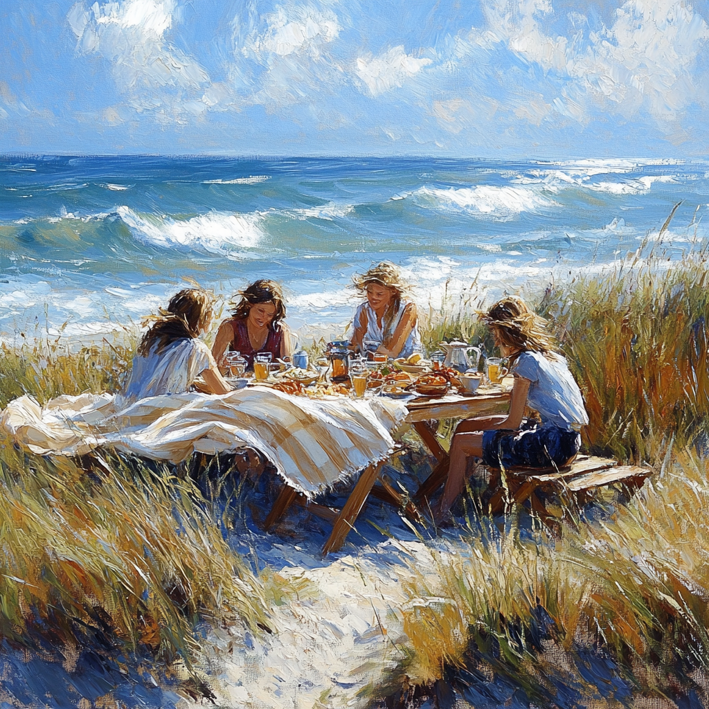 Winslow Homer Inspired Coastal Picnic paint by color
