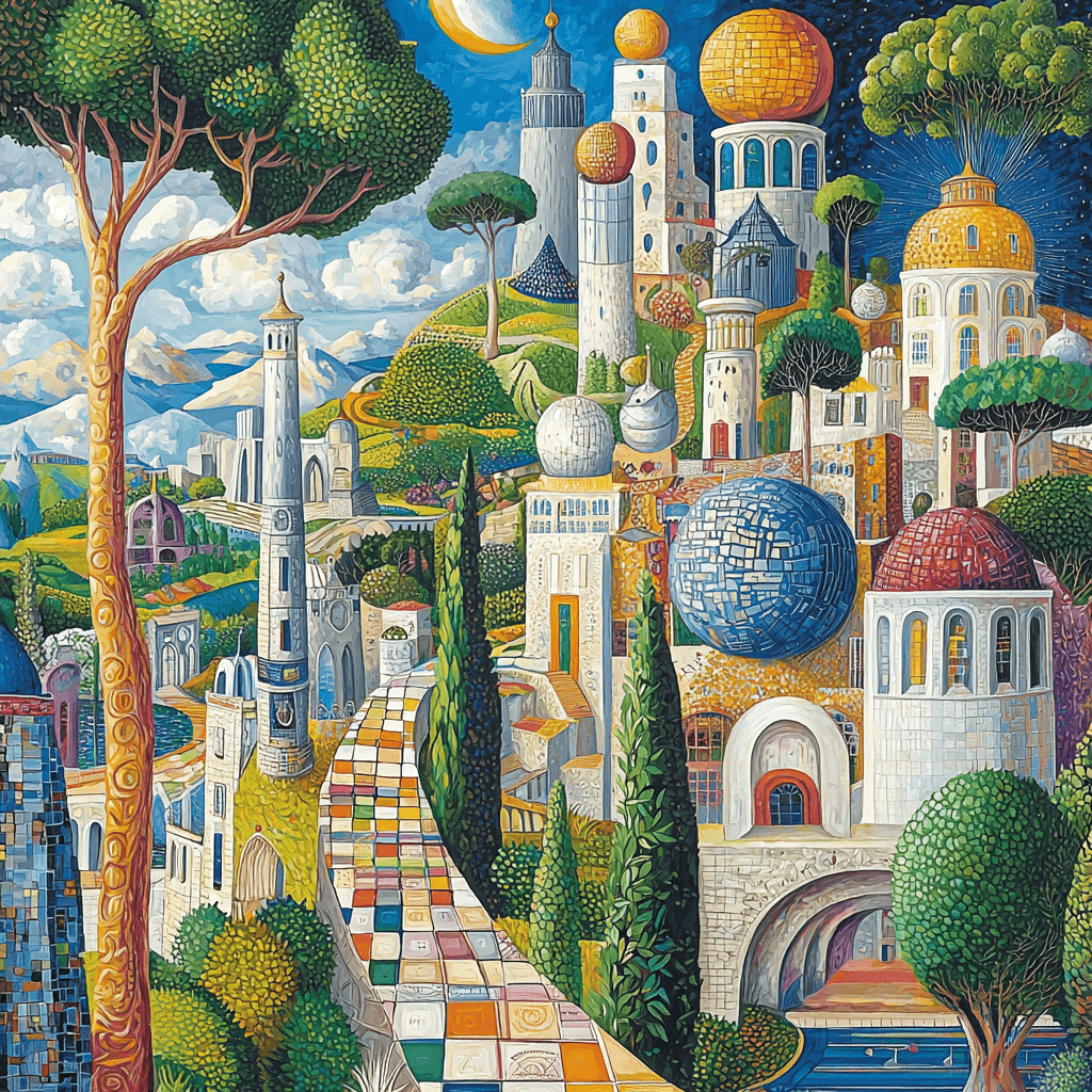 René Magritte Inspired Fantasy Cityscape Paint By Numbers