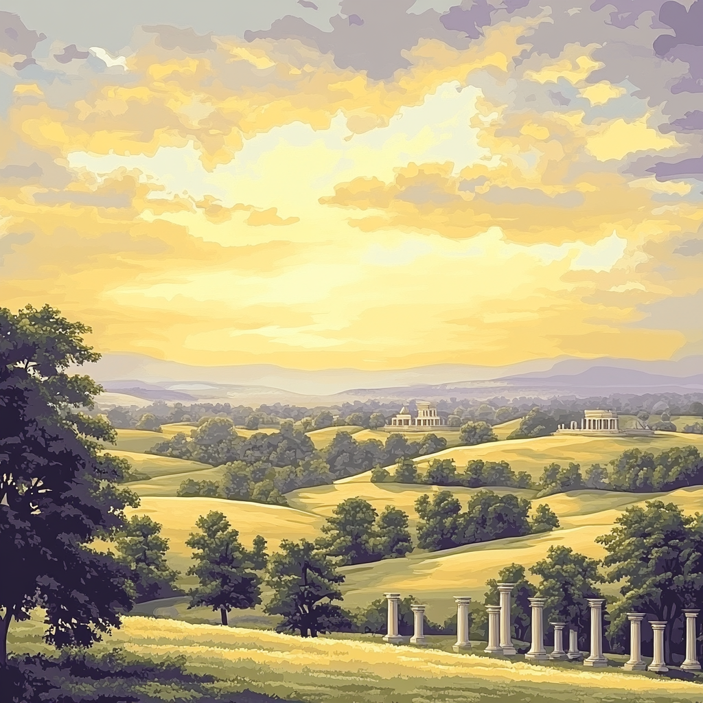 Raphael Inspired Harmonious Sunrise Over Rolling Plains painting number kit