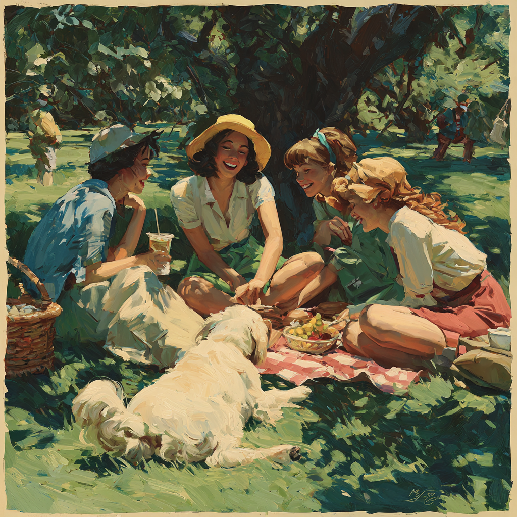 Pierre Auguste Renoir Inspired Picnic Quartet paint by numbers
