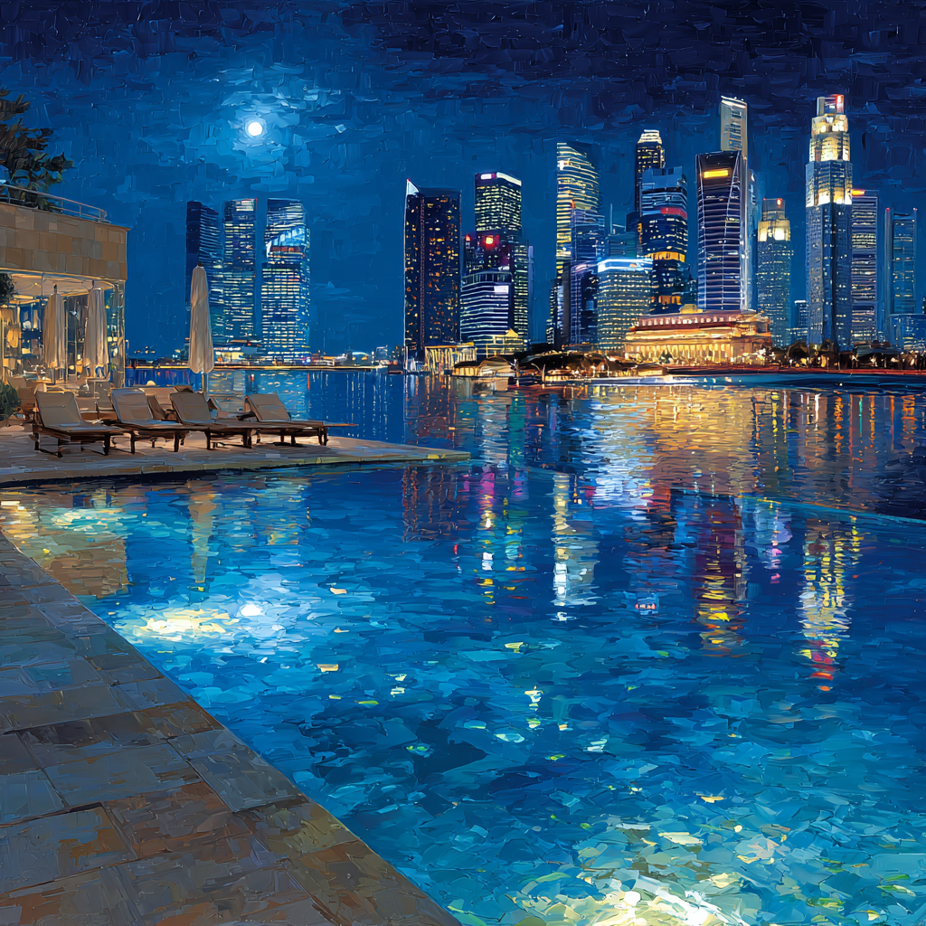 Marina Bay Sands Infinity Pool View Singapore paint by color