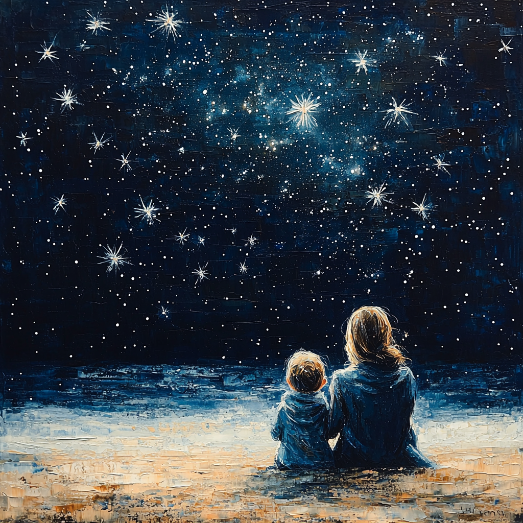 A Cuddle Under The Stars Number Painting