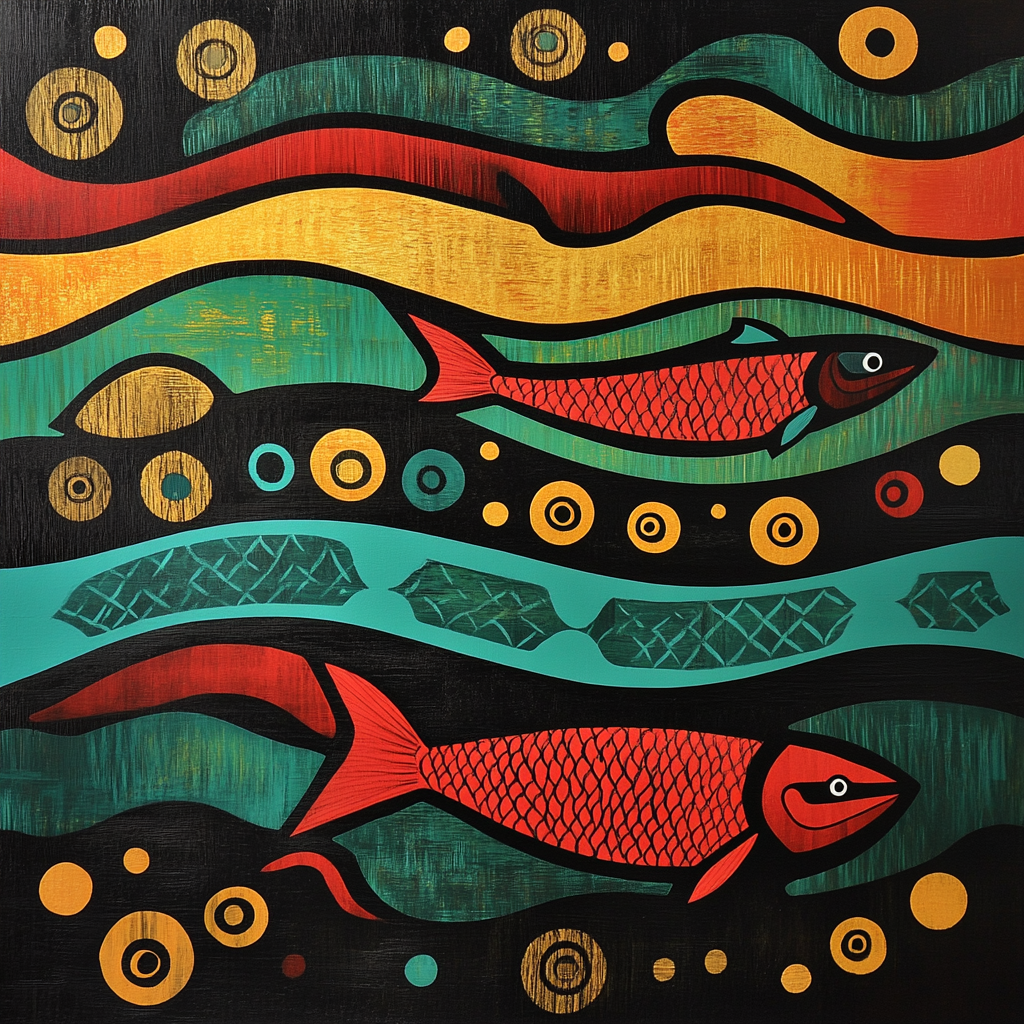 Norval Morrisseau Inspired Salmon Journey Of Renewal Paint by numbers kits