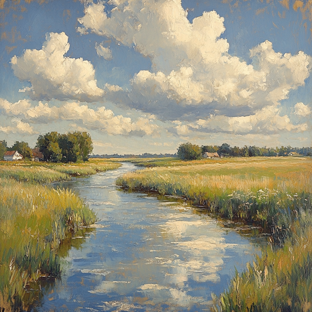 Constable Inspired Riverbend Number painting