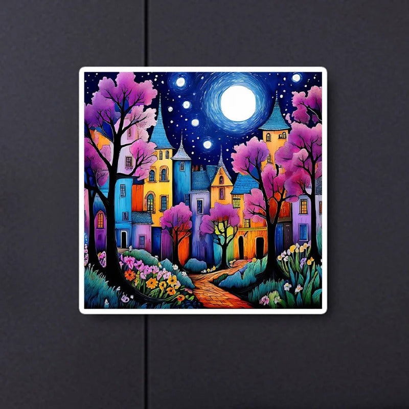 Whimsical Nighttime Village Paint By Number Kit