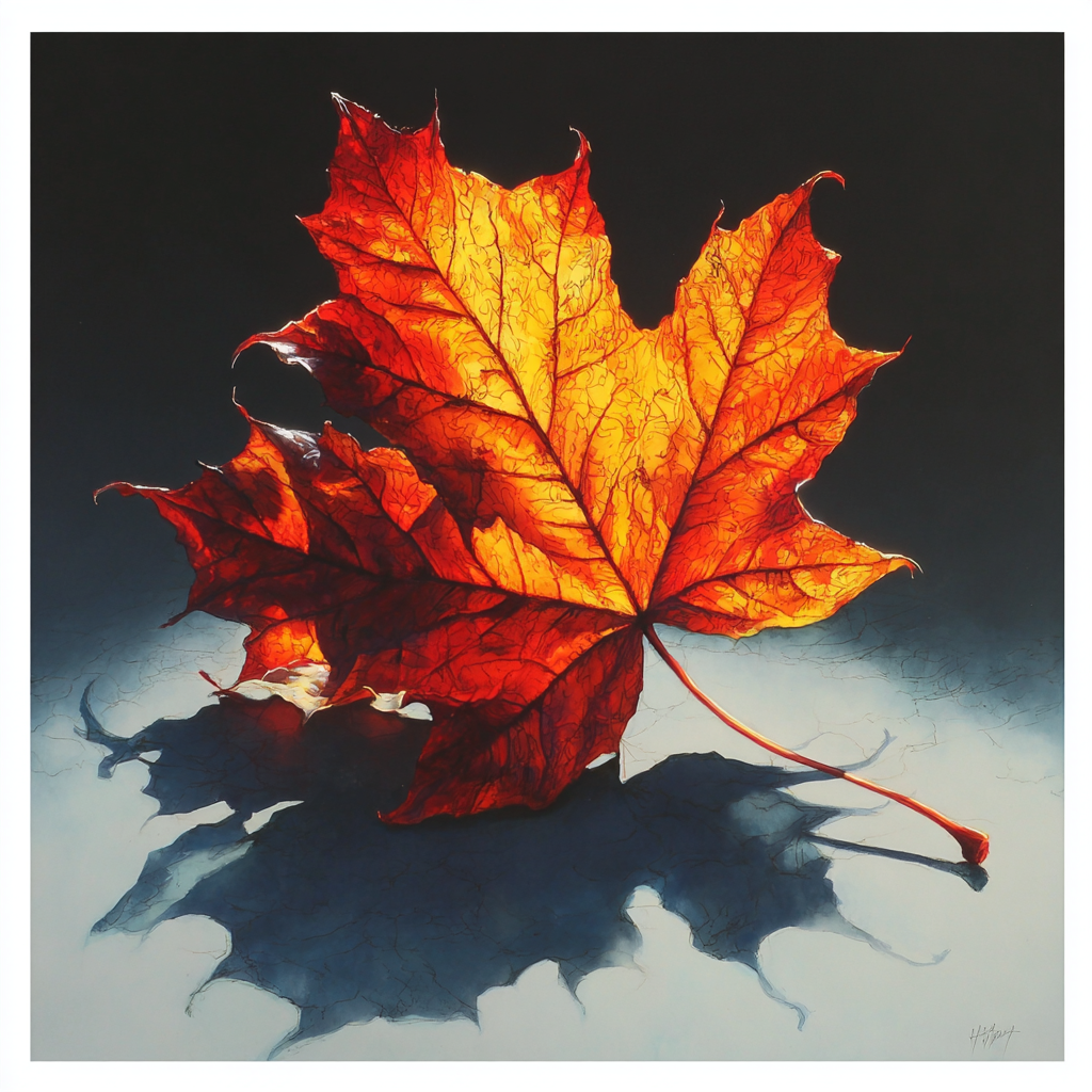 Caravaggio Inspired Autumn Maple Leaf paint by number