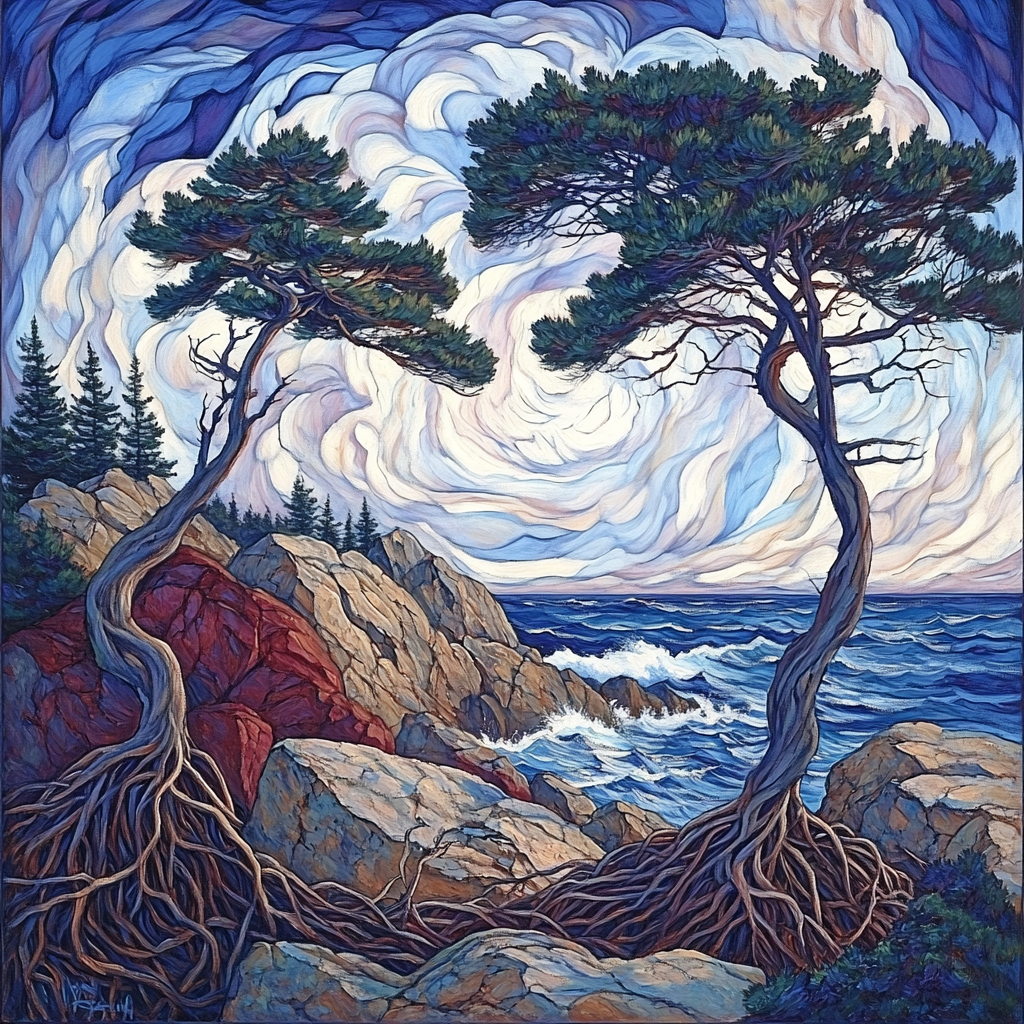 Arthur Lismer Inspired Windswept Georgian Bay Pines Paint by numbers art