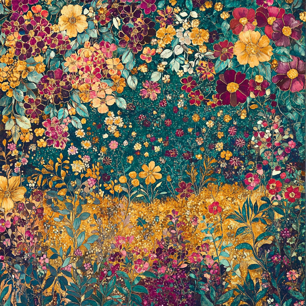 Gustav Klimt Inspired Golden Garden Party paint by color