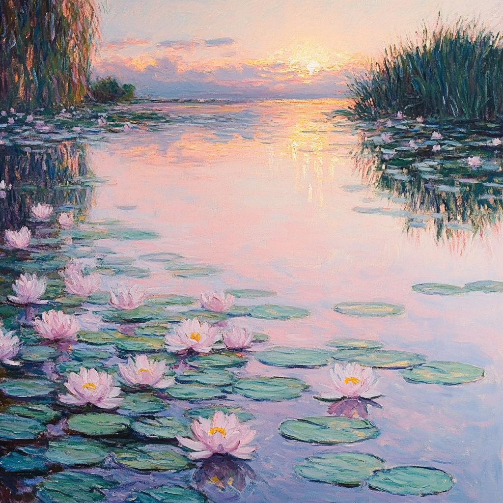 Claude Monet Inspired Water Lilies At Dawn painting number kit