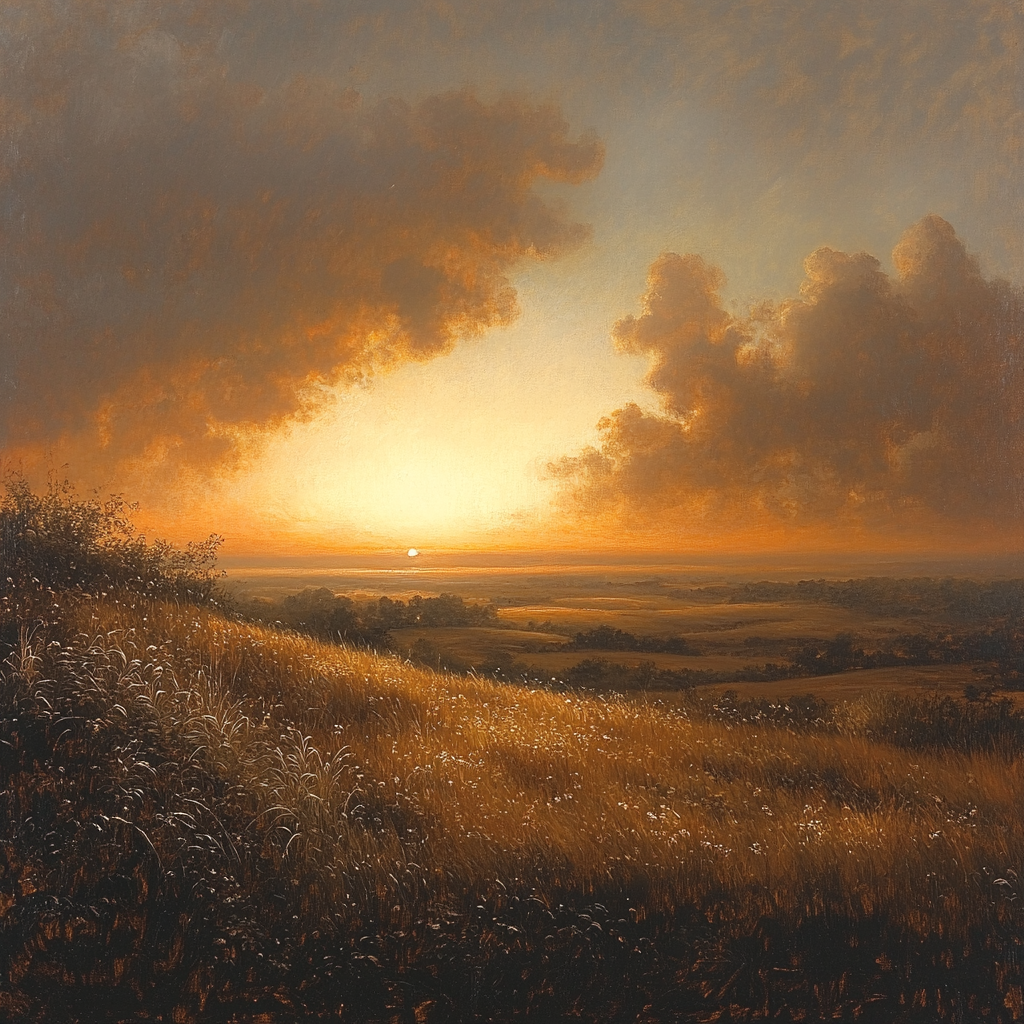 Rembrandt Inspired Radiant Horizon With Rolling Heathlands Paint by numbers art