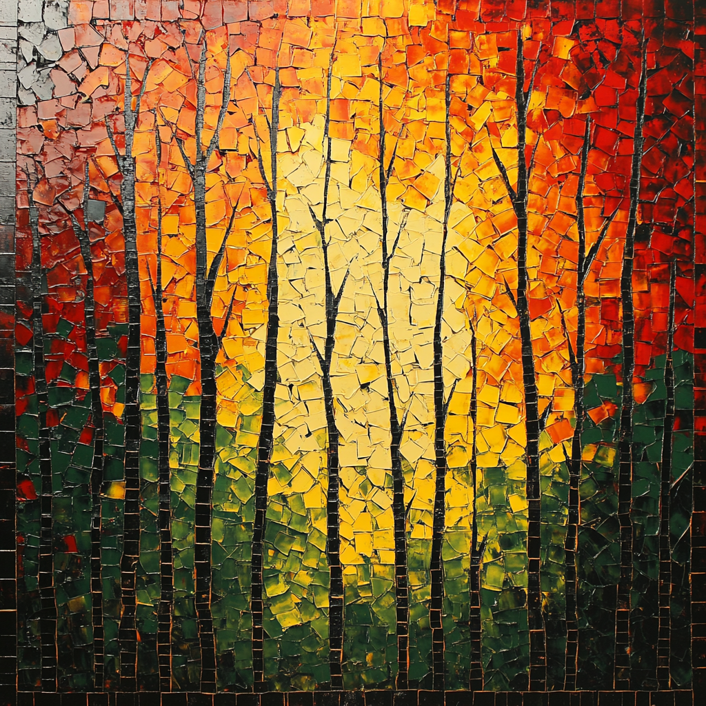 Jean-Paul Riopelle Inspired Ember Forest Mosaic Paint by numbers art