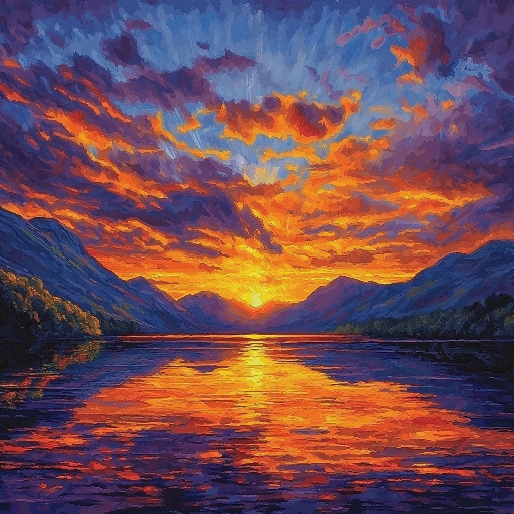 J.M.W. Turner Inspired Melancholic Sunset Over Mountains Numbered Painting Kits