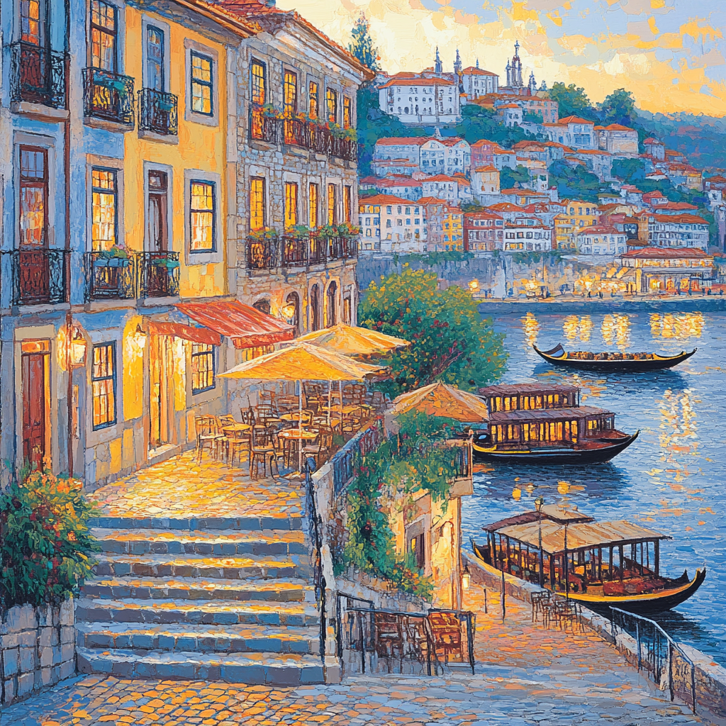 Ribeira Waterfront Porto Portugal Number painting