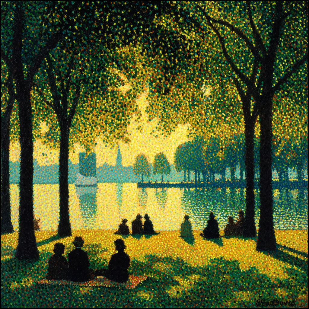 Seurat Inspired Lakeside Picnic Numbered painting kits