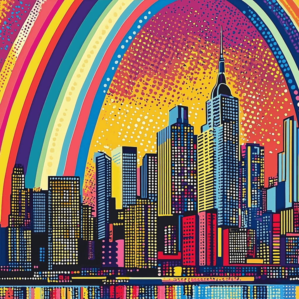 Roy Lichtenstein Inspired Rainbow City Reflections Numbered Painting Kits