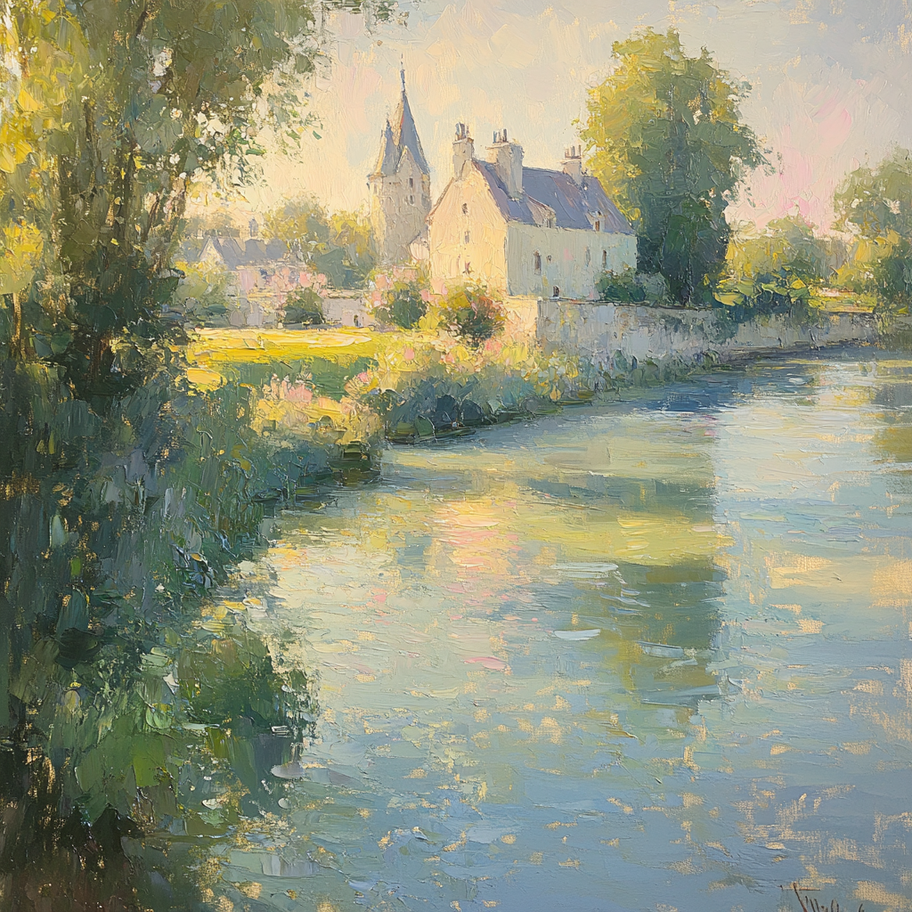 Monet Inspired Riverside Village Painting by numbers kit