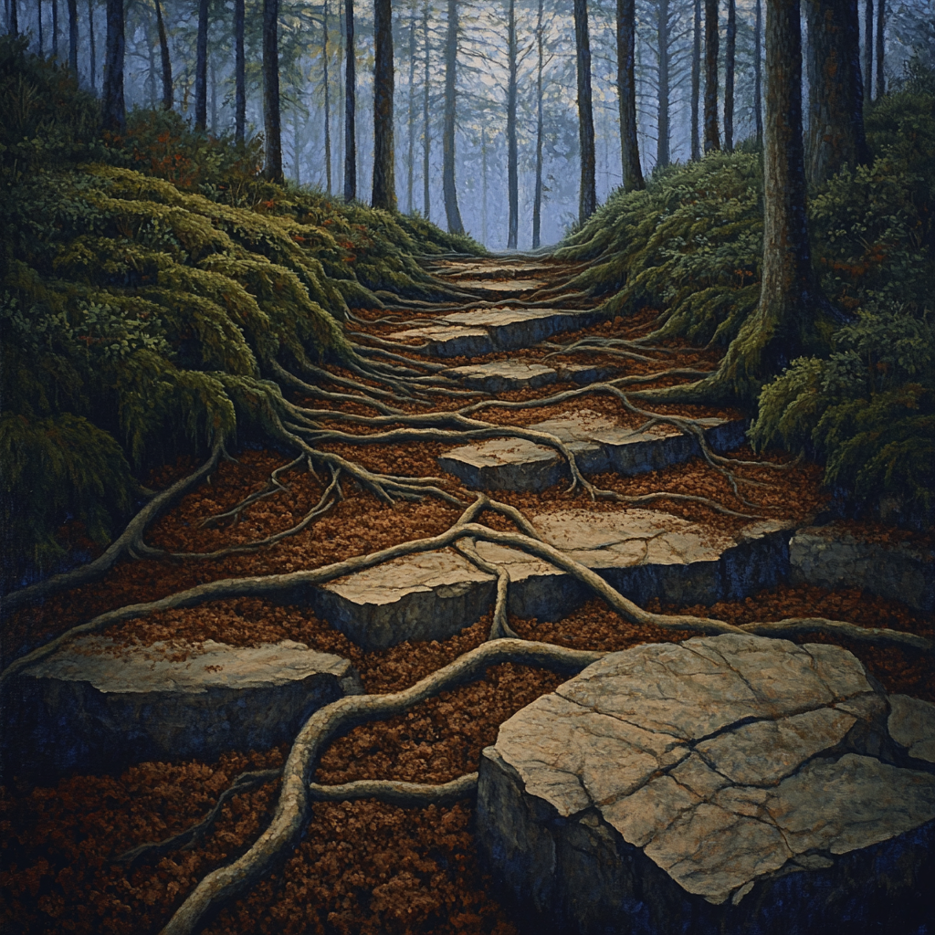 Arthur Lismer Inspired Twisted Roots And Rock Forms Painting by numbers kit