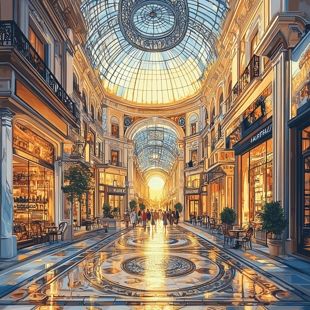 Galleria Vittorio Emanuele Shopping Arcade Milan Italy DIY paint by numbers
