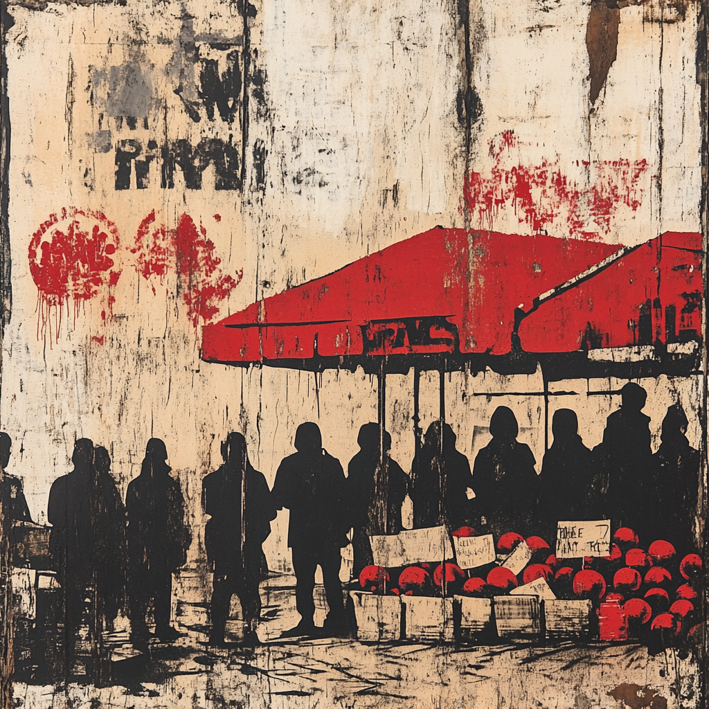 Banksy Inspired Market Protest Number painting