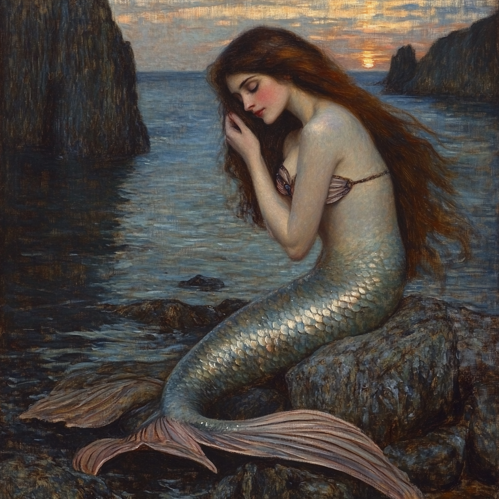 John William Waterhouse Inspired Mythical Mermaid Numbered painting kits