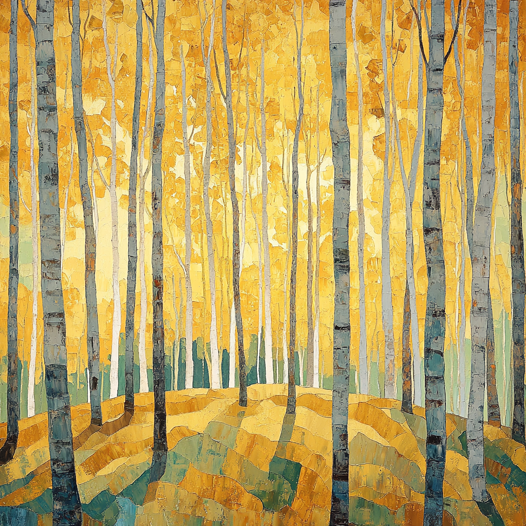 J E H MacDonald Inspired Golden Aspen Grove In Morning Light paint by numbers