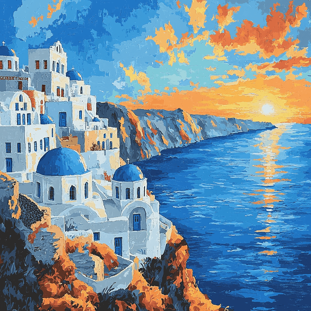 Santorini's Caldera - Greece Paint By Numbers Kits