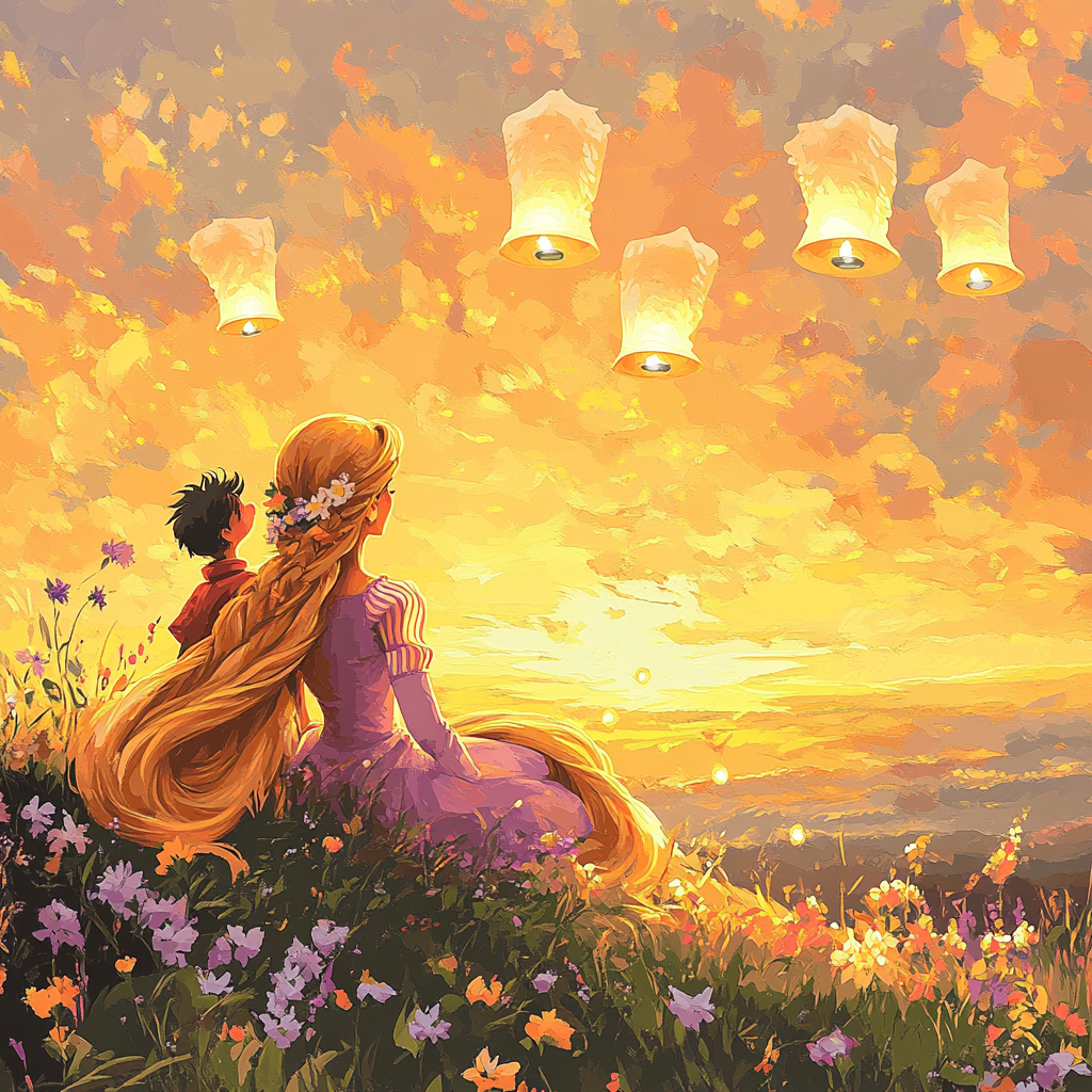 Rapunzel And Pascal Sunset Painting by numbers kit